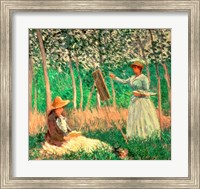 In the Woods at Giverny: Blanche Hoschede at her easel with Suzanne Hoschede reading, 1887 Fine Art Print