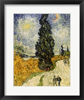 Road with Cypresses, 1890 Framed Print