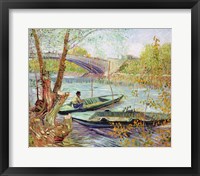 Fishing in the Spring. Pont de Clichy, 1887 Framed Print