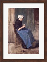 Young Scheveningen Woman Knitting, Facing Right Fine Art Print