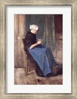 Young Scheveningen Woman Knitting, Facing Right Fine Art Print