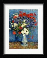 Still Life: Vase with Cornflowers and Poppies, 1887 Framed Print