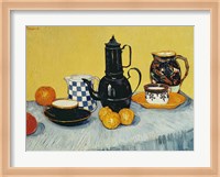 Still Life with Blue Enamel Coffeepot, Earthenware and Fruit Fine Art Print