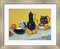 Still Life with Blue Enamel Coffeepot, Earthenware and Fruit Fine Art Print