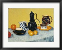 Still Life with Blue Enamel Coffeepot, Earthenware and Fruit Fine Art Print