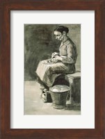 Woman peeling potatoes Fine Art Print