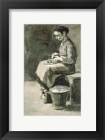 Woman peeling potatoes Fine Art Print