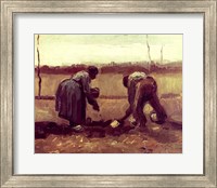 Two Peasants Planting Potatoes, 1885 Fine Art Print