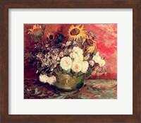 Sunflowers, Roses and other Flowers in a Bowl, 1886 Fine Art Print