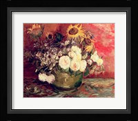 Sunflowers, Roses and other Flowers in a Bowl, 1886 Fine Art Print