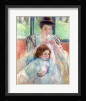 Mother Sewing and Child Framed Print
