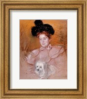 Woman holding a dog Fine Art Print