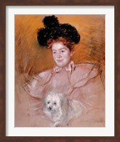 Woman holding a dog Fine Art Print