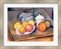 Straw-covered vase, sugar bowl and apples, 1890-93 Fine Art Print