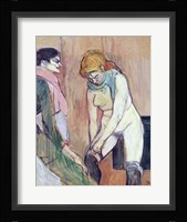 Woman Putting on her Stocking Fine Art Print