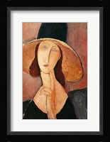 Portrait of Jeanne Hebuterne in a large hat, c.1918-19 Framed Print