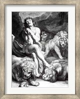 Daniel in the Lions' Den - black and white Fine Art Print