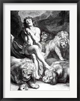 Daniel in the Lions' Den - black and white Fine Art Print
