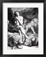 Daniel in the Lions' Den - black and white Fine Art Print