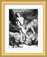 Daniel in the Lions' Den - black and white Fine Art Print