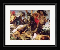 Hippopotamus and Crocodile Hunt Fine Art Print