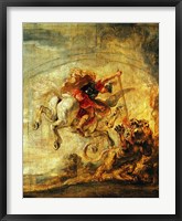 Bellerophon Riding Pegasus Fighting the Chimaera Fine Art Print