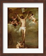 Christ attended by angels holding chalices Fine Art Print
