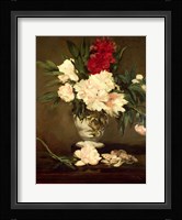 Vase of Peonies on a Small Pedestal, 1864 Framed Print