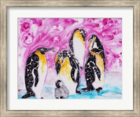 Penguins Under Magenta Sky Fine Art Print
