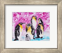 Penguins Under Magenta Sky Fine Art Print