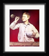 Boy Blowing Bubbles Fine Art Print