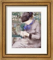 Girl Sitting in the Garden Knitting, 1879 Fine Art Print