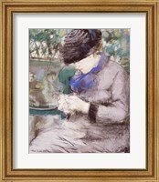 Girl Sitting in the Garden Knitting, 1879 Fine Art Print