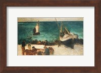 Seascape at Berck, Fishing Boats and Fishermen, 1872-73 Fine Art Print