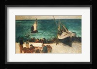 Seascape at Berck, Fishing Boats and Fishermen, 1872-73 Fine Art Print