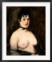 Brunette with bare breasts Fine Art Print