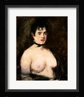 Brunette with bare breasts Fine Art Print