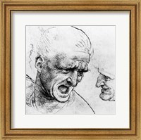 Studies for the heads of two soldiers in 'The Battle of Anghiari Fine Art Print