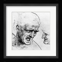 Studies for the heads of two soldiers in 'The Battle of Anghiari Fine Art Print