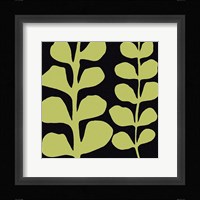 Green Fern on Black Framed Print