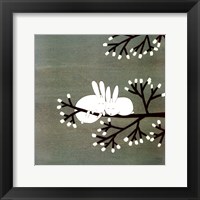 Rabbits on Marshmallow Tree Framed Print
