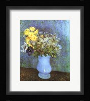 Vase with Lilacs, Daisies and Anemone Framed Print