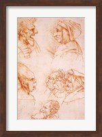 Seven Studies of Grotesque Faces Fine Art Print