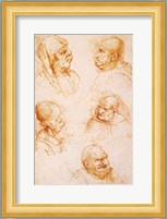 Five Studies of Grotesque Faces Fine Art Print