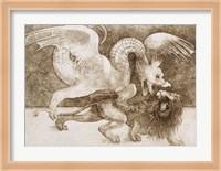 Fight between a Dragon and a Lion Fine Art Print