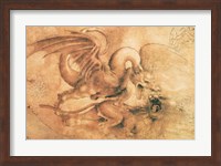 Fight between a Dragon and a Lion Fine Art Print