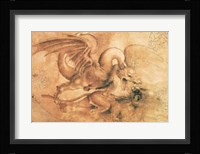 Fight between a Dragon and a Lion Fine Art Print