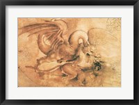 Fight between a Dragon and a Lion Framed Print