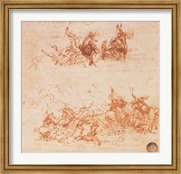 Study of Horsemen in Combat and Foot Soldiers, 1503 Fine Art Print