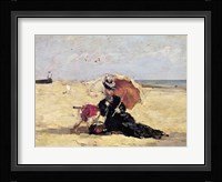 Woman with a Parasol on the Beach, 1880 Fine Art Print